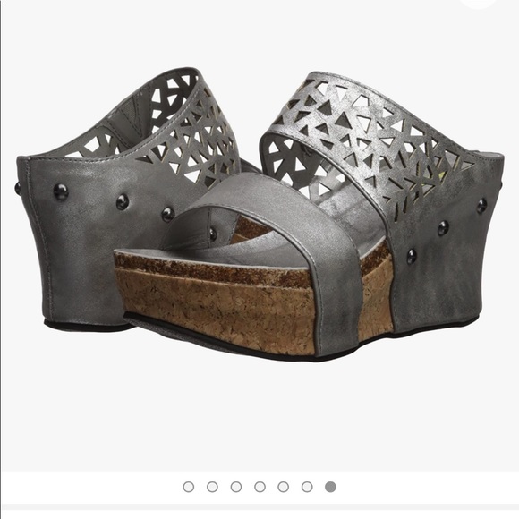 Volatile silver Bayswater platform wedge sandal